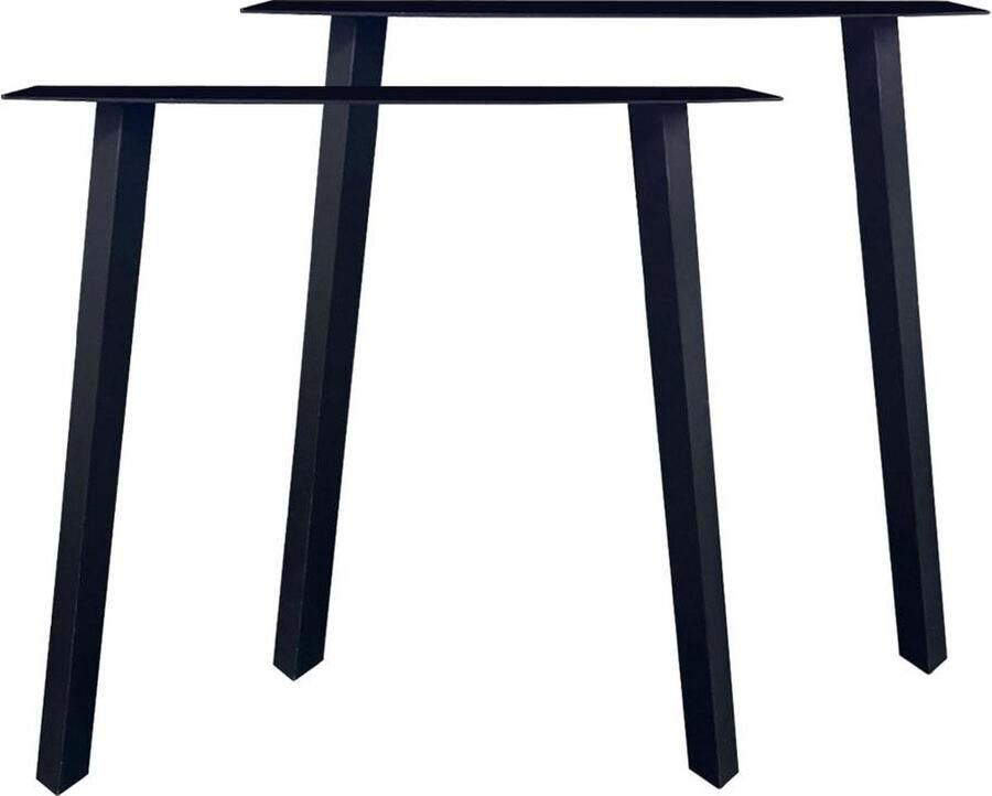 Furniture Legs Europe FLE Stalen schuine zwarte tafelpoten 78 bij 10 cm en hoogte 72 cm (4 x 4 cm) Set van 2 stuks