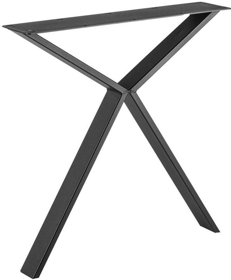 Furniture Legs Europe FLE Stalen smalle X tafelpoot 70 bij 2 cm en hoogte 73 cm zwarte poedercoating (koker 2 x 8 cm)
