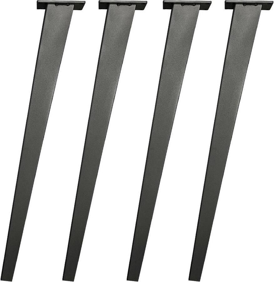 Furniture Legs Europe FLE Stalen tafelpoot zwart taps 7 bij 3 cm en hoogte 72 cm (koker 4 x 3 cm 7 x 3 cm) 4 stuks