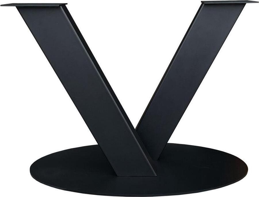 Furniture Legs Europe FLE Stalen v-poot zwart ovale plaat 100 bij 50 cm en hoogte 73 cm (koker 10 x 20 cm)
