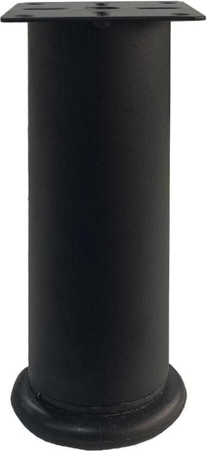 Furniture Legs Europe FLE Stalen verstelbare meubelpoot zwart rond ø 4 cm en hoogte 13 cm