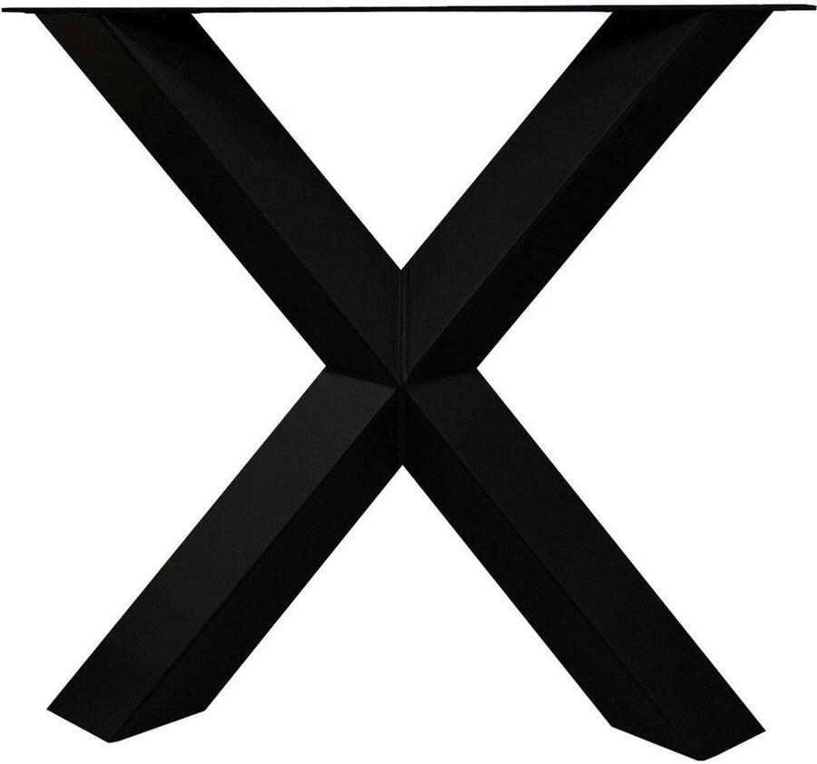 Furniture Legs Europe FLE Stalen X tafelpoot diamant 75 bij 14 cm en hoogte 72 cm zwart gepoedercoat (koker 8 x 8 cm)