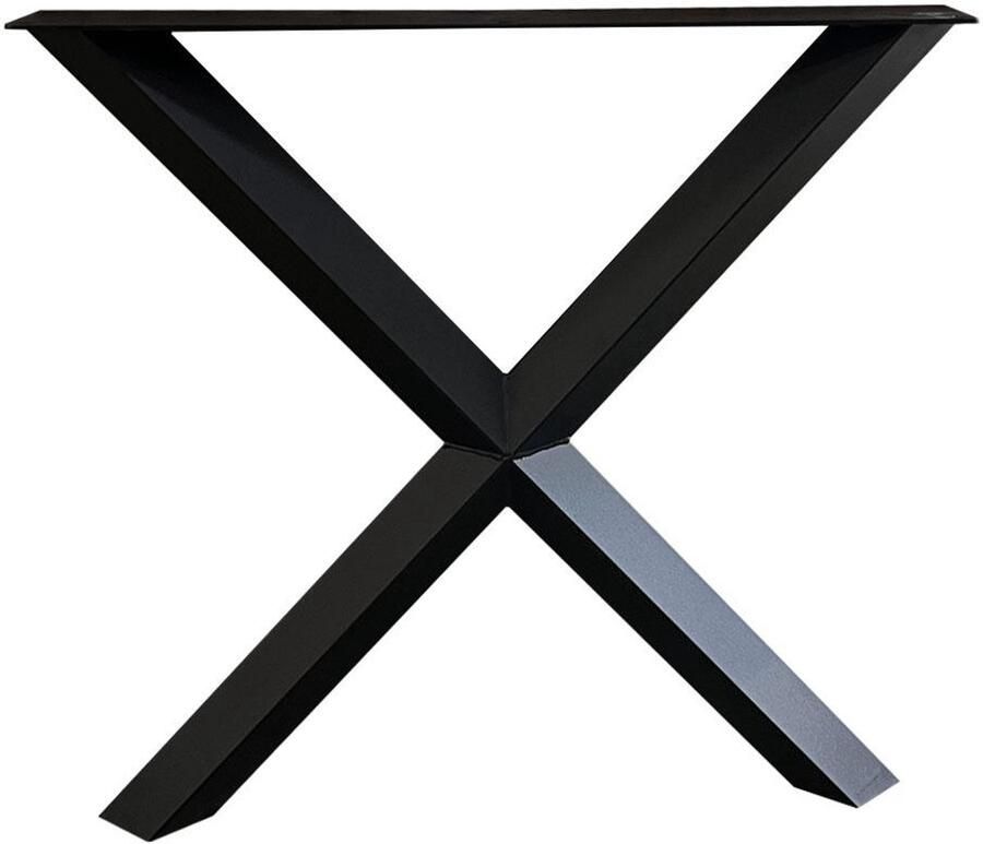 Furniture Legs Europe FLE Stalen X tafelpoot diamant 78 bij 10 5 cm en hoogte 72 cm zwart gepoedercoat (koker 6 x 6 cm)