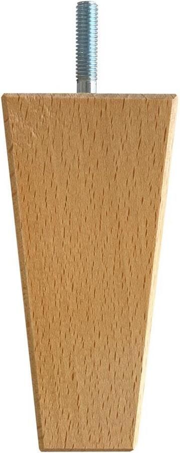 Furniture Legs Europe Meubelpoot taps 5 bij 5 cm en hoogte 12 cm van massief hout (M8) Set van 4 stuks