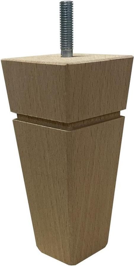Furniture Legs Europe FLE Meubelpoot taps 5 bij 5 cm en hoogte 12 cm van massief hout (M8)