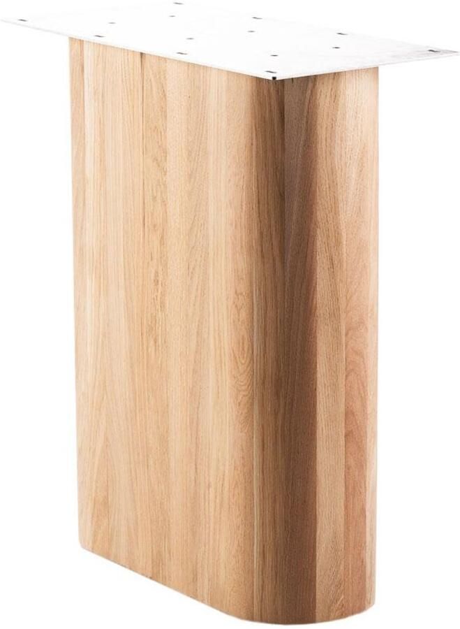 Furniture Legs Europe Ovale design wand tafelpoot van onbehandelde eiken van 55 bij 22 cm en hoogte 72 cm