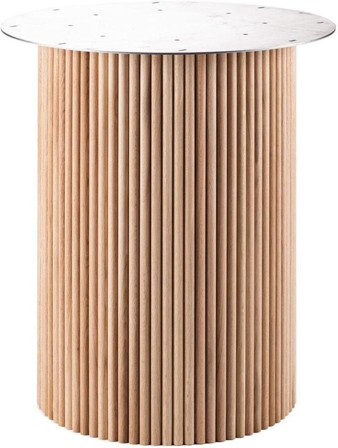 Furniture Legs Europe Ronde kolom rib tafelpoot van onbehandelde eiken ø 60 cm en hoogte 72 cm