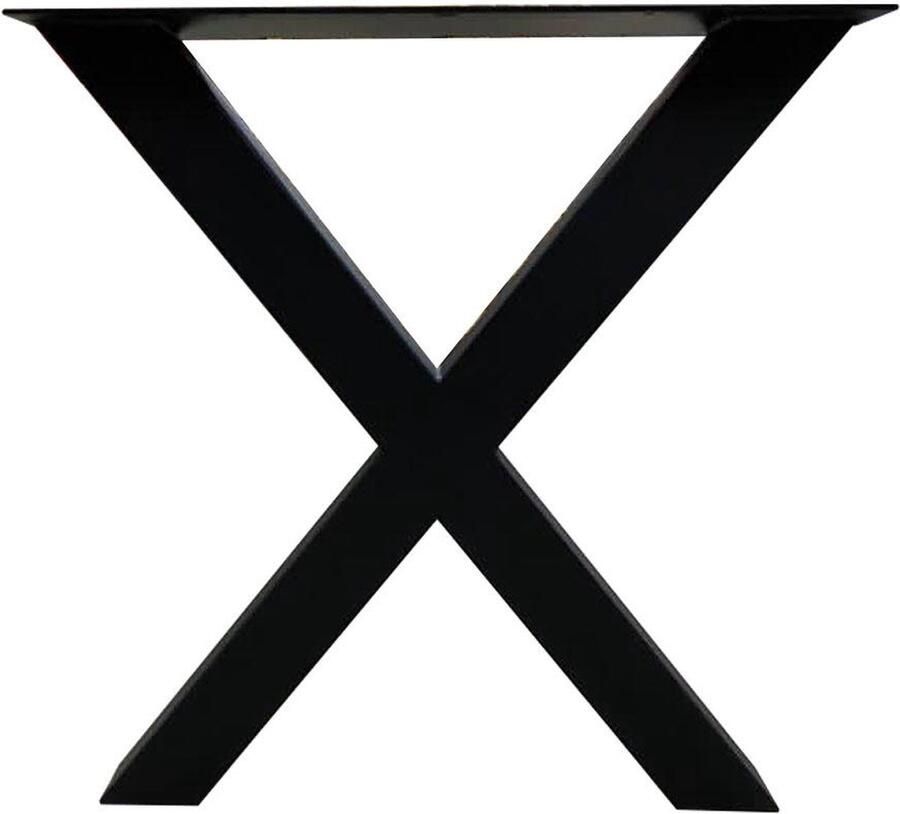 Furniture Legs Europe Smalle stalen X tafelpoot 70 bij 8 cm en hoogte 72 cm zwart (8 x 8 cm) Set van 2 stuks