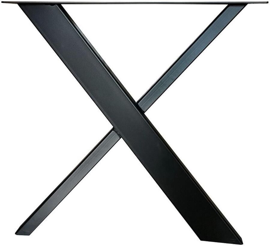 Furniture Legs Europe FLE Stalen design X poot 78 bij 17 cm en hoogte 72 cm zwarte poedercoating (koker 10 x 4 cm)
