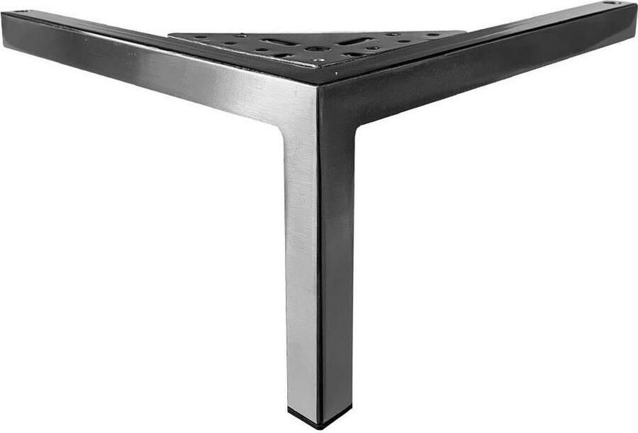 Furniture Legs Europe Stalen meubelpoot rvs look hoek 3 bij 3 cm en hoogte 14 cm Set van 4 stuks