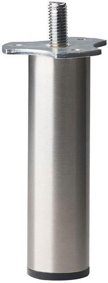 Furniture Legs Europe Stalen meubelpoot rvs look rond ø 3 cm en hoogte 10 cm (M8) Set van 4 stuks