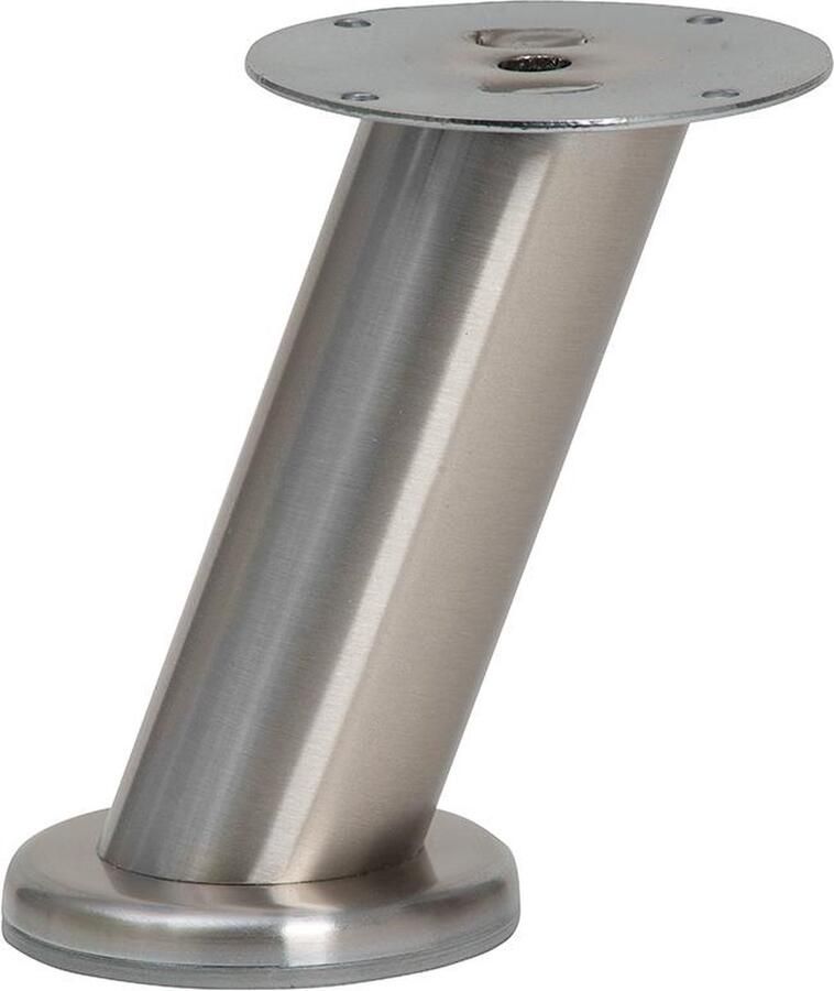 Furniture Legs Europe Stalen schuine meubelpoot rvs look rond ø 4 cm en hoogte 12 cm Set van 4 stuks