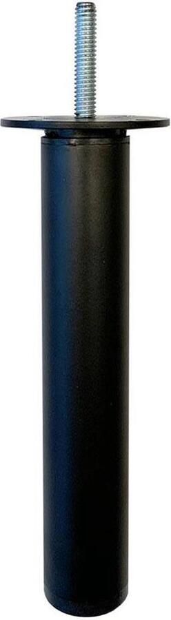 Furniture Legs Europe Stalen verstelbare meubelpoot zwart rond ø 3 cm en hoogte 22 cm (M8) Set van 4 stuks
