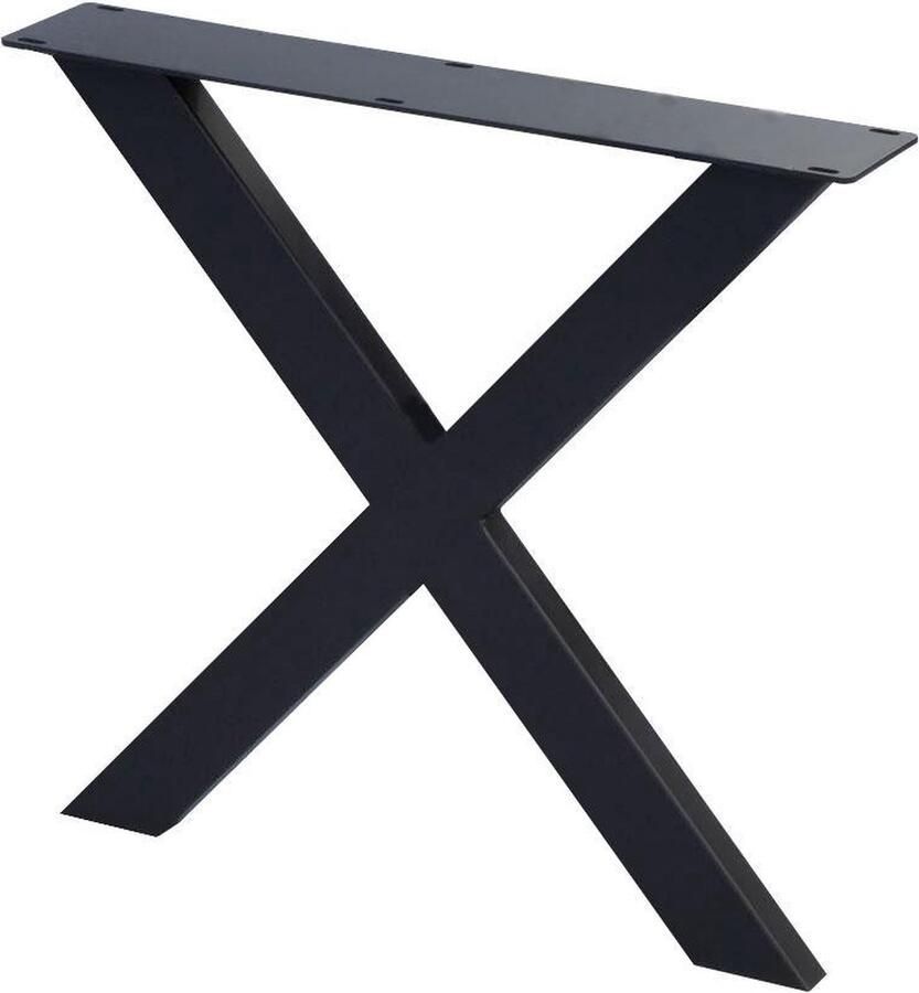 Furniture Legs Europe Stalen X tafelpoot 75 bij 4 cm en hoogte 72 cm zwart (8 x 4 cm) Set van 2 stuks