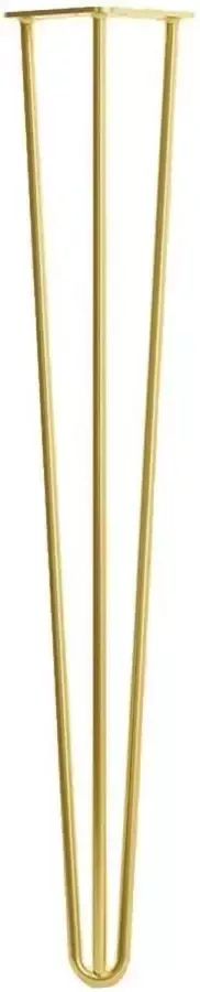 Furniture Legs Europe Goudkleurige stalen massieve 3-punt hairpin tafelpoot 71 cm (set van 4 stuks)