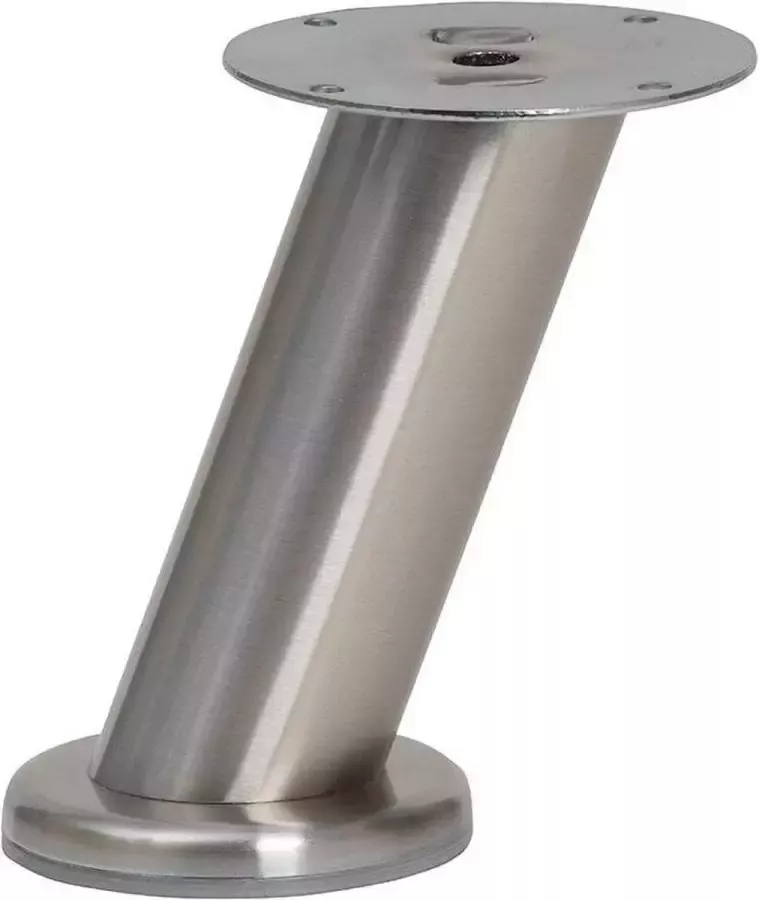 Furniture Legs Europe FLE Stalen schuine meubelpoot rvs look rond ø 4 cm en hoogte 12 cm