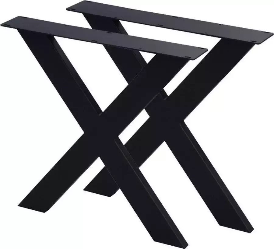 Furniture Legs Europe Set stalen zwarte X tafelpoten 72 cm (koker 10 x 4)