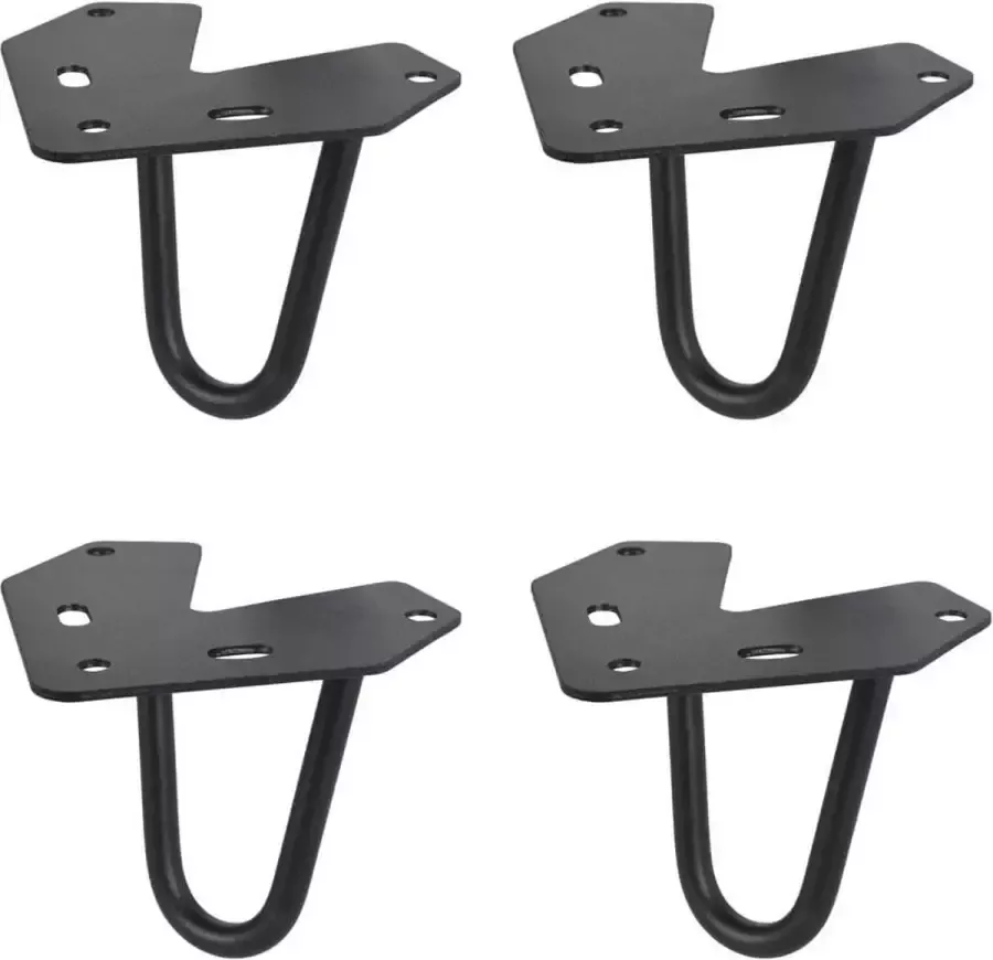 Furniture Legs Europe FLE Massief stalen hairpin zwart hairpin ø 1 0 cm en hoogte 10 cm 4 stuks