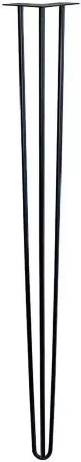 Furniture Legs Europe Zwarte massieve 3-punt hairpin tafelpoot 110 cm