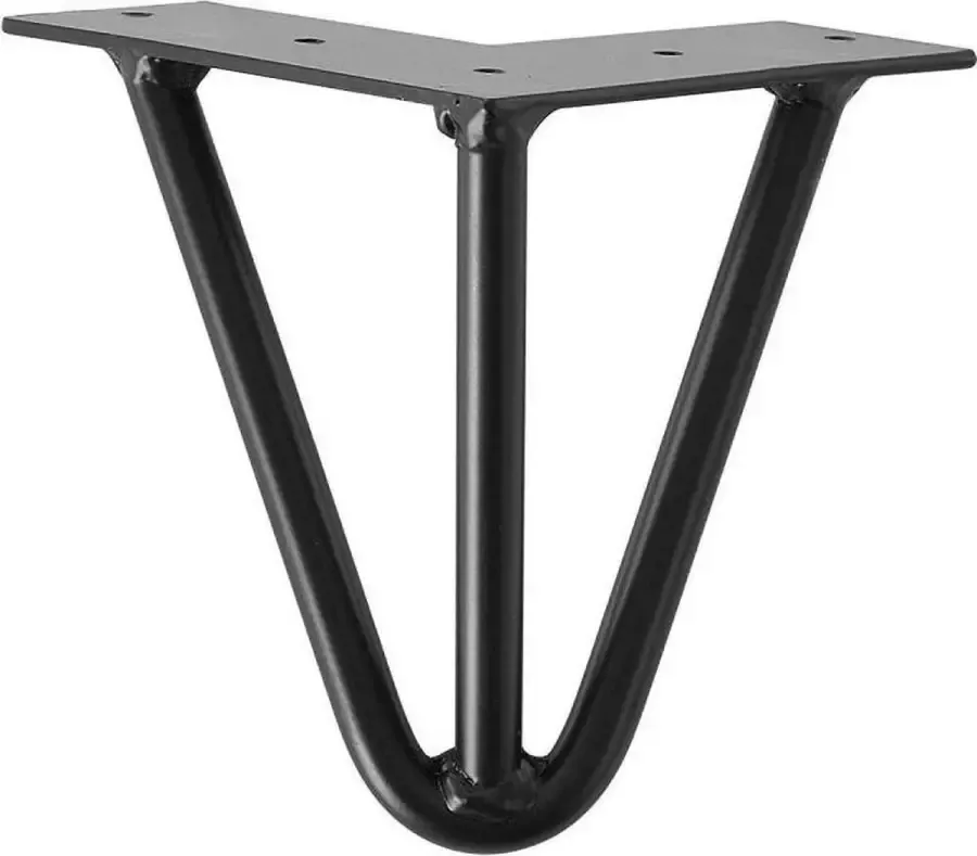Furniture Legs Europe Zwarte massieve 3-punt hairpin tafelpoot 15 cm