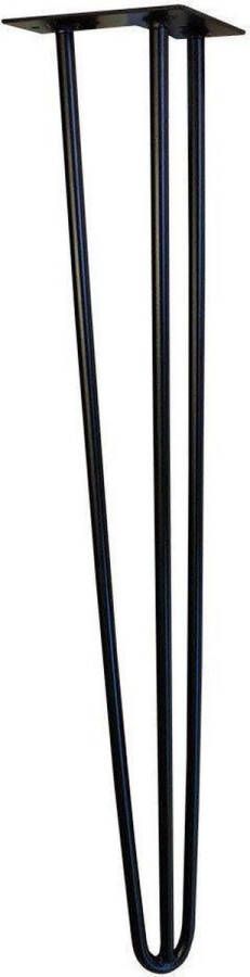 Furniture Legs Europe Zwarte massieve 3-punt hairpin tafelpoot 71 cm