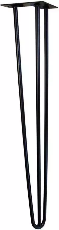 Furniture Legs Europe Zwarte massieve 3-punt hairpin tafelpoot 71 cm