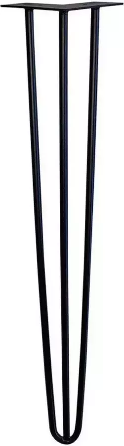 Furniture Legs Europe Zwarte massieve 3-punt hairpin tafelpoot 75 cm