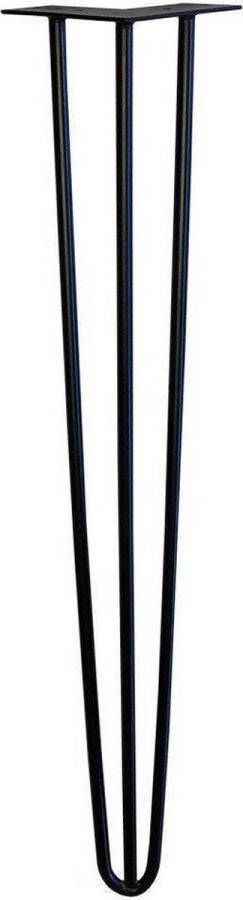 Furniture Legs Europe Zwarte massieve 3-punt hairpin tafelpoot 80 cm