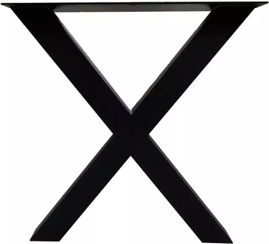 Furniture Legs Europe Smalle stalen X tafelpoot 70 bij 8 cm en hoogte 72 cm zwart gepoedercoat (koker 8 x 8 cm)