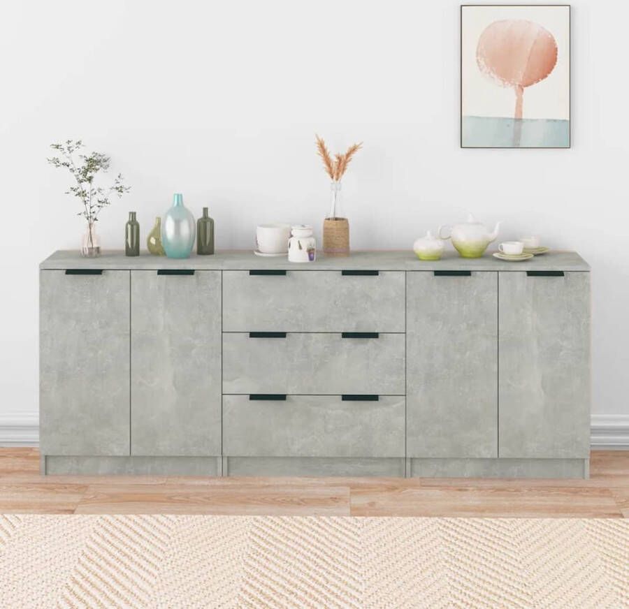 Furniture Limited 3 st Dressoirs bewerkt hout betongrijs