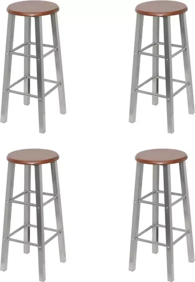 Prolenta Premium INFIORI Barkrukken 4 st MDF bruin en zilver