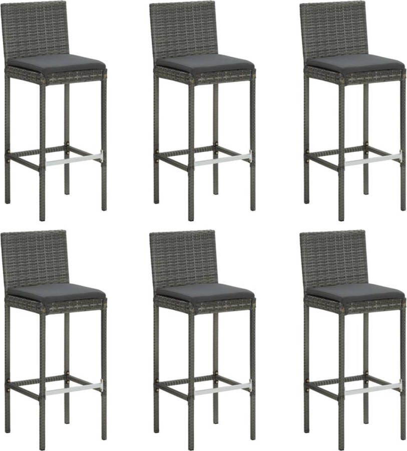 Prolenta Premium INFIORI Barkrukken 6 st met kussens poly rattan grijs