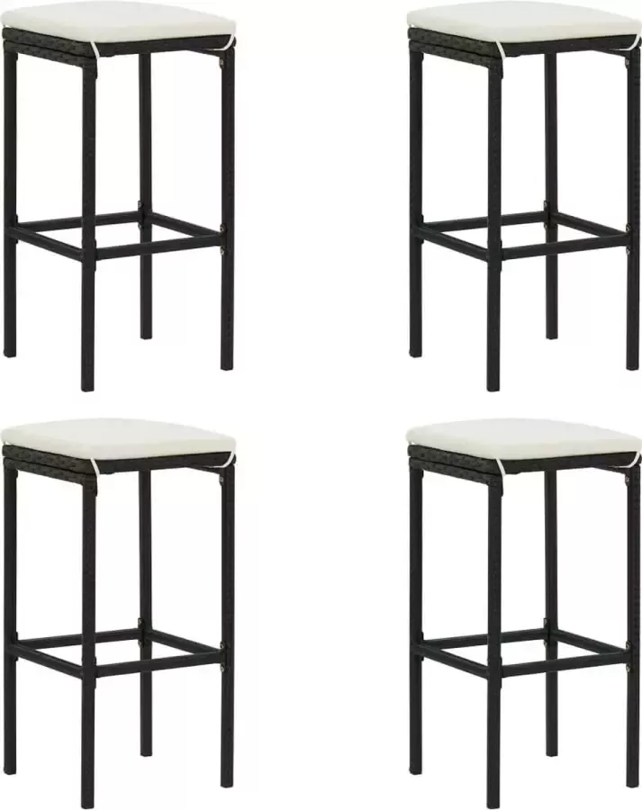 Prolenta Premium INFIORI Barkrukken met kussens 4 st poly rattan zwart - Foto 2