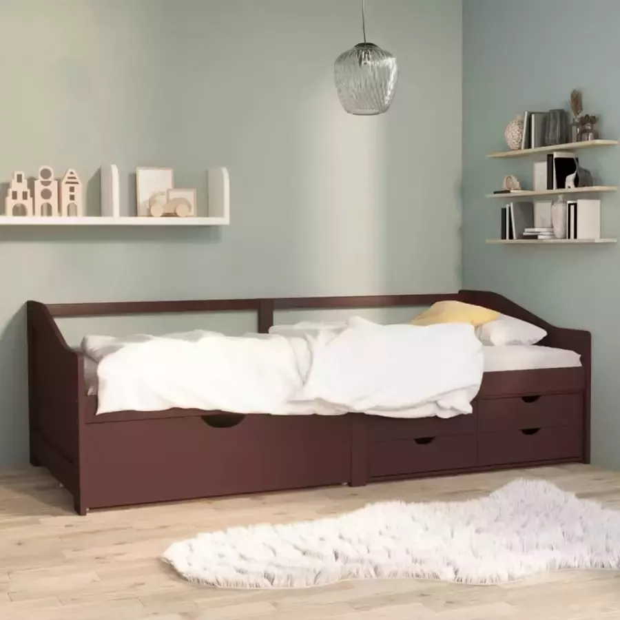 Furniture Limited Bedbank 3-zits met lades grenenhout donkerbruin 90x200 cm