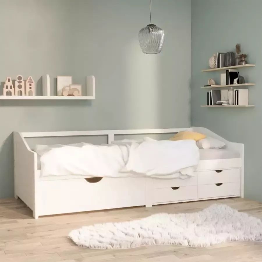Furniture Limited Bedbank 3-zits met lades massief grenenhout wit 90x200 cm