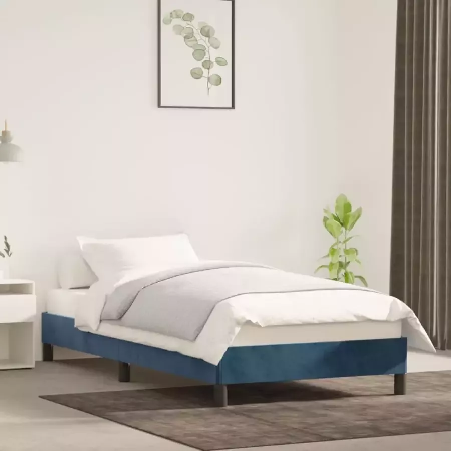 Furniture Limited Bedframe fluweel donkerblauw 100x200 cm