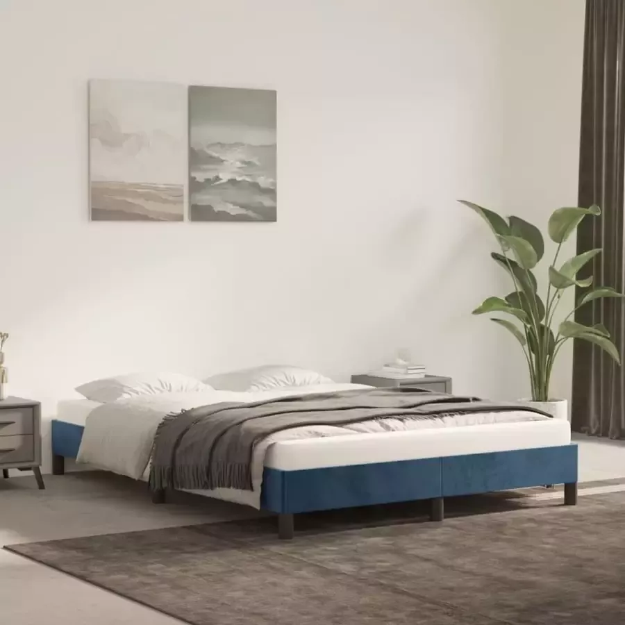 Furniture Limited Bedframe fluweel donkerblauw 140x190 cm