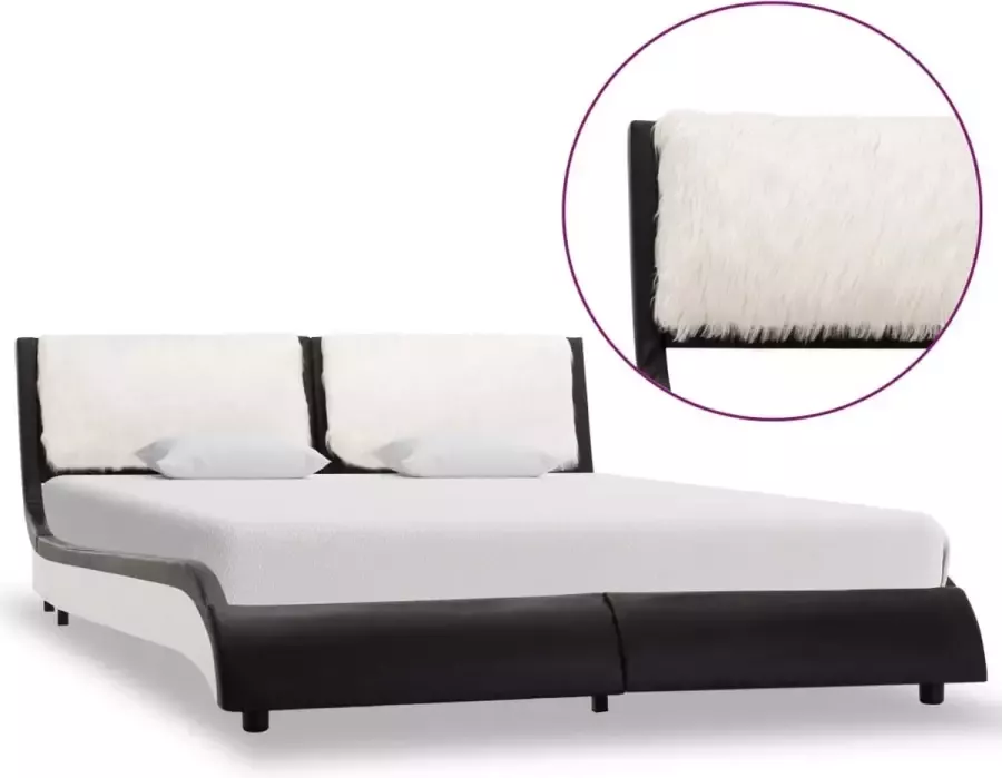 Furniture Limited Bedframe kunstleer zwart en wit 135x190 cm