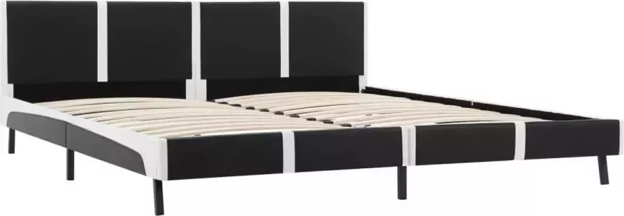 Furniture Limited Bedframe kunstleer zwart en wit 150x200 cm
