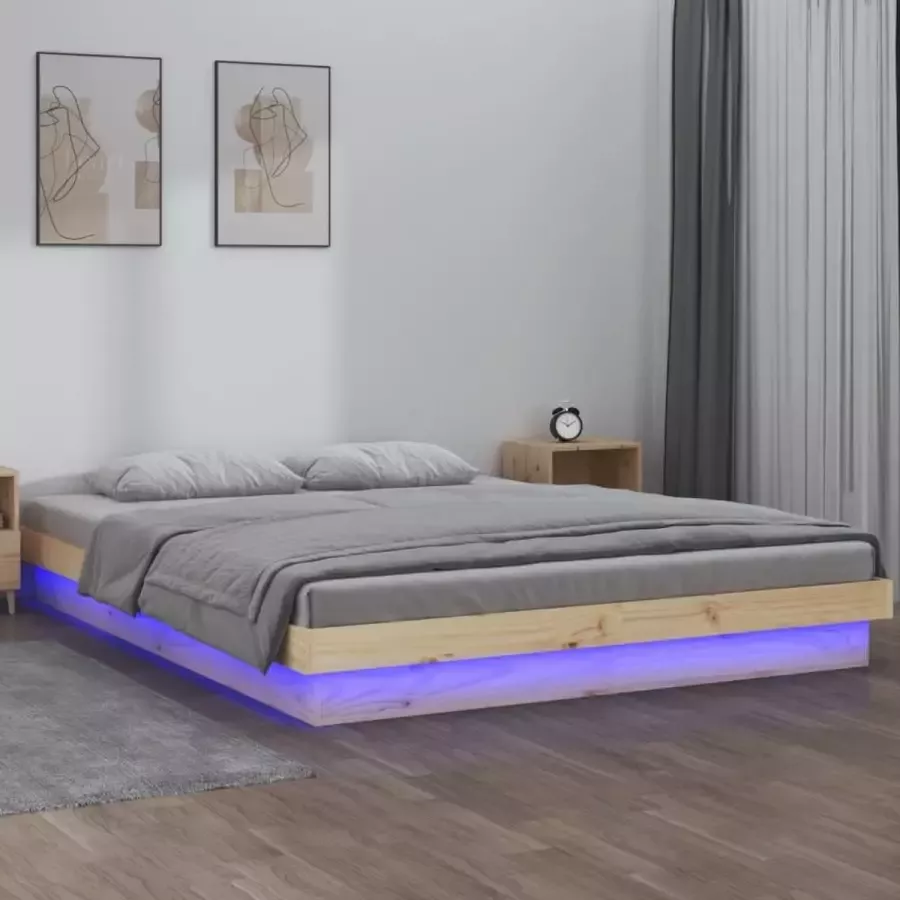 Furniture Limited Bedframe LED massief hout 150x200 cm 5FT King Size