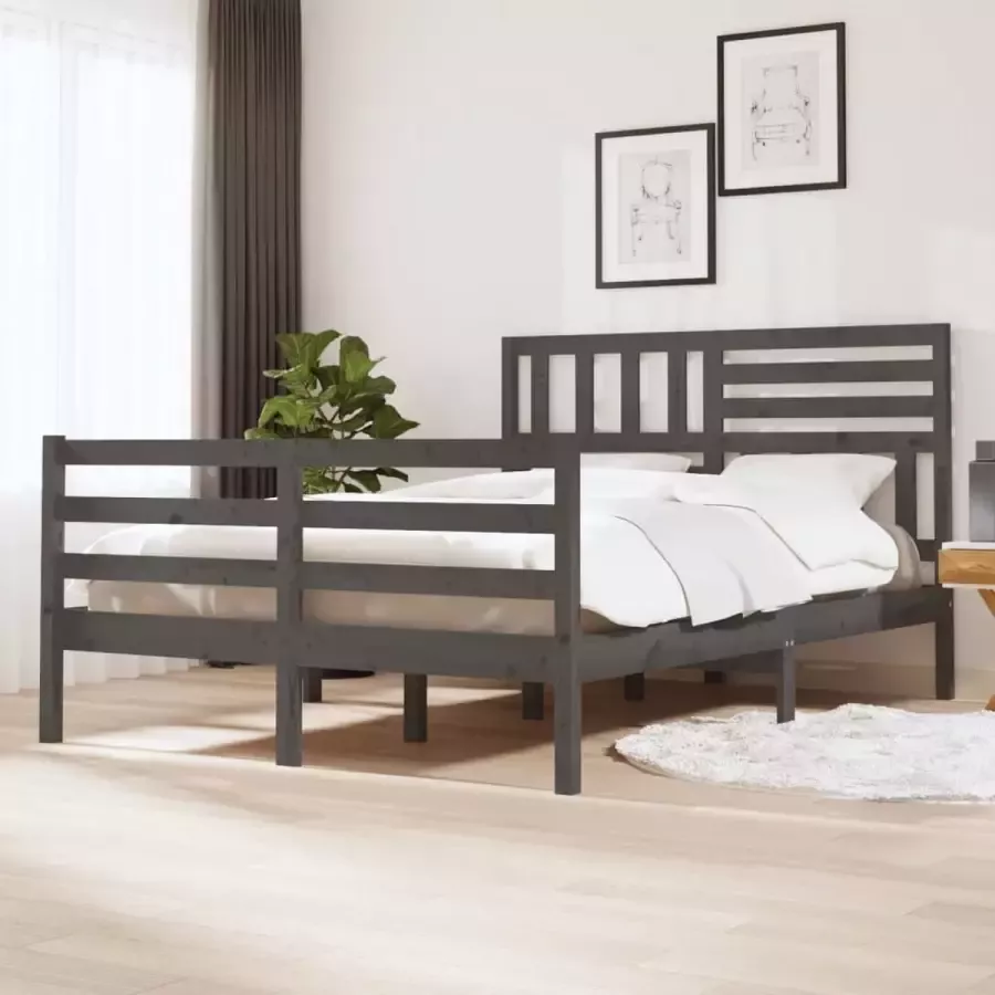 Furniture Limited Bedframe massief hout grijs 120x200 cm