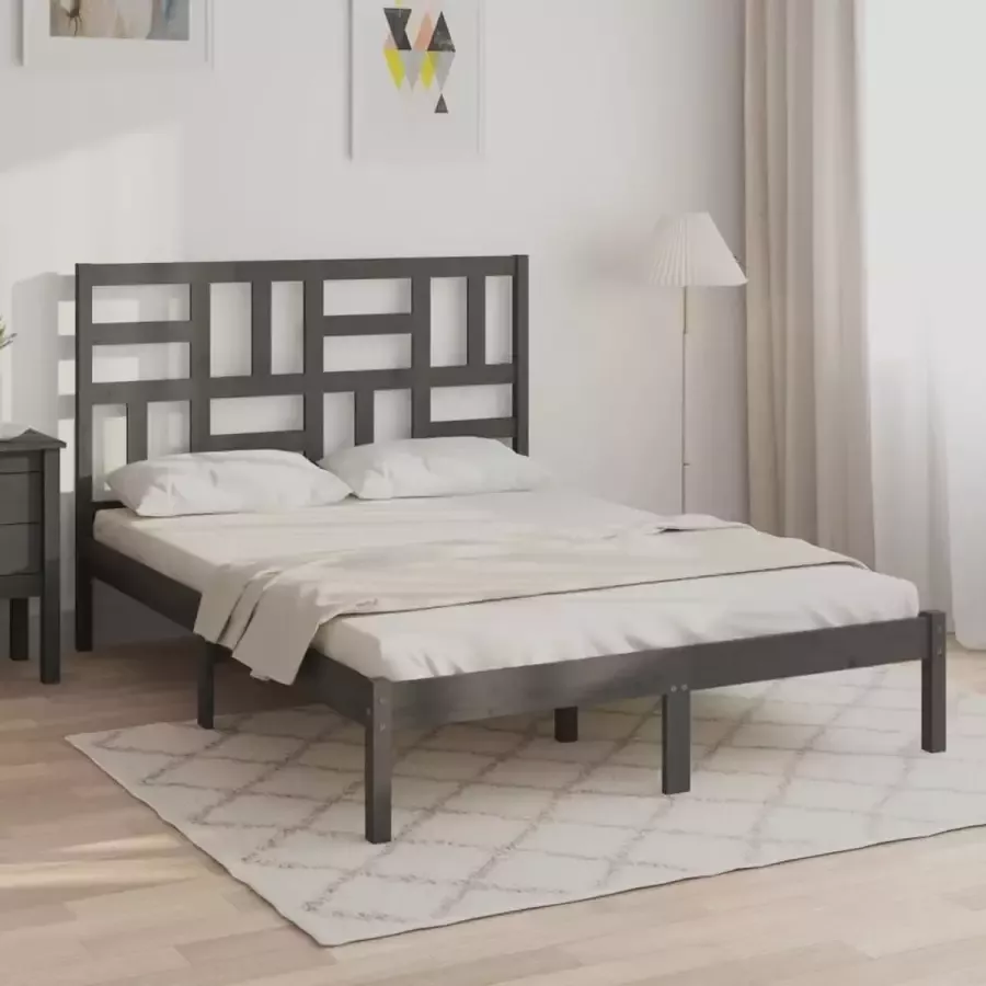 Furniture Limited Bedframe massief hout grijs 120x200 cm
