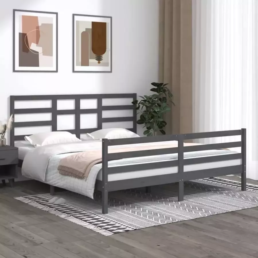 Furniture Limited Bedframe massief hout grijs 180x200 cm 6FT Super King