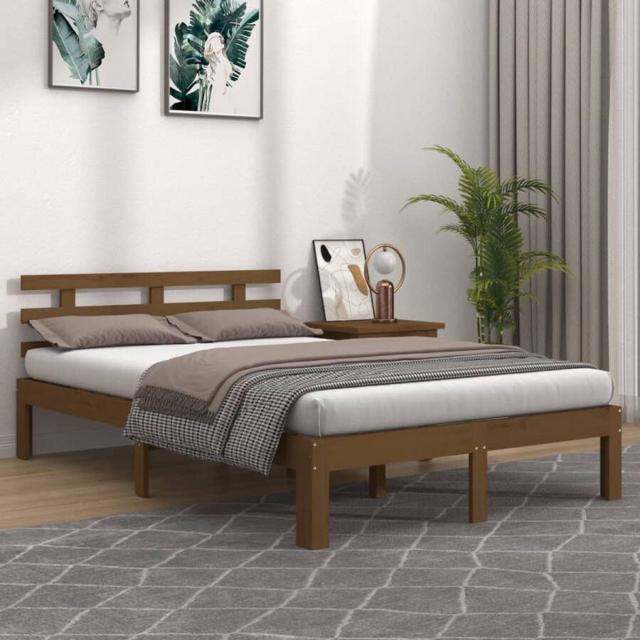 Furniture Limited Bedframe massief hout honingbruin 160x200 cm