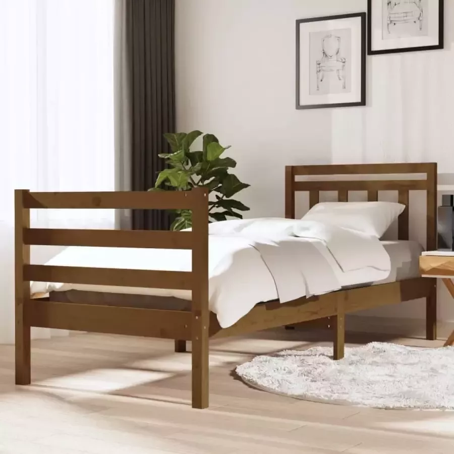 Furniture Limited Bedframe massief hout honingbruin 90x190 cm 3FT Single