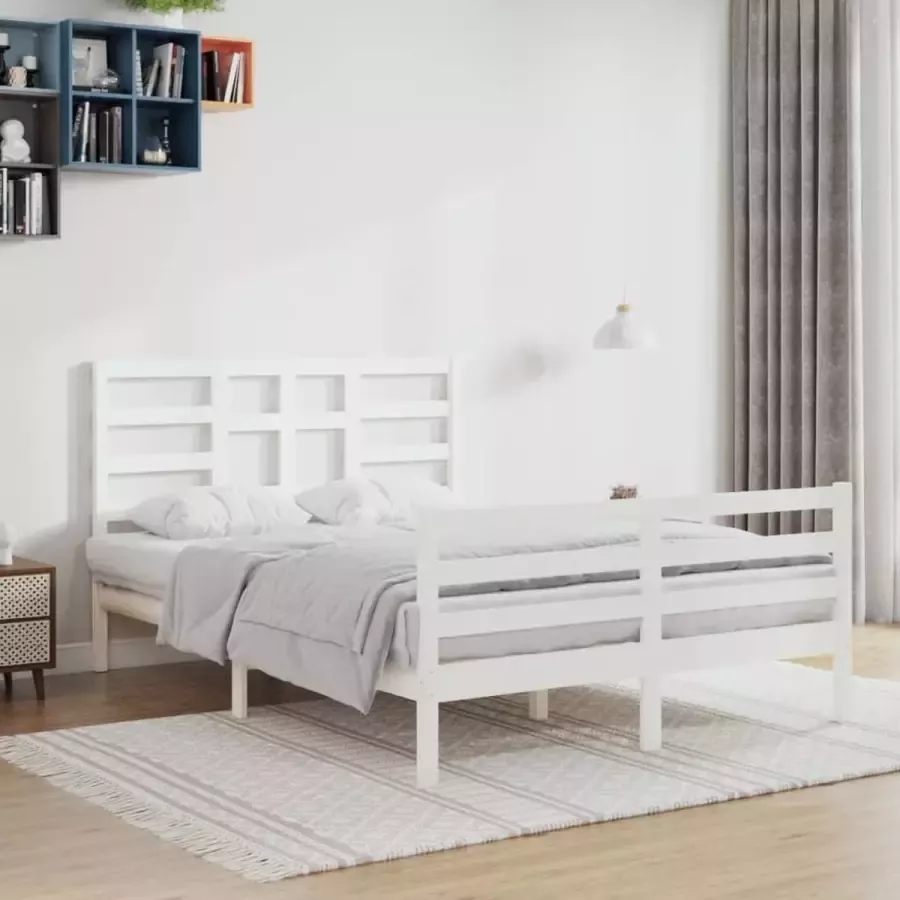 Furniture Limited Bedframe massief hout wit 120x200 cm