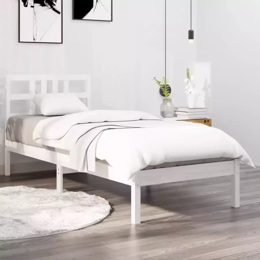 Furniture Limited Bedframe massief hout wit 75x190 cm 2FT6 Small Single