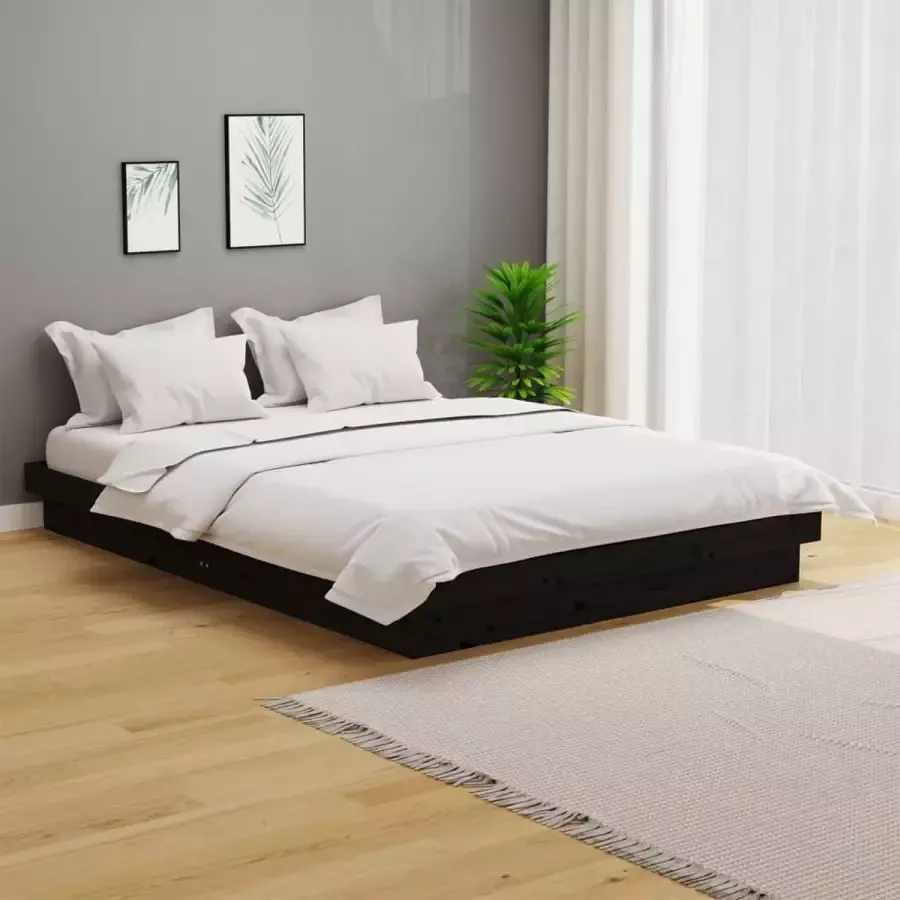 Furniture Limited Bedframe massief hout zwart 120x200 cm