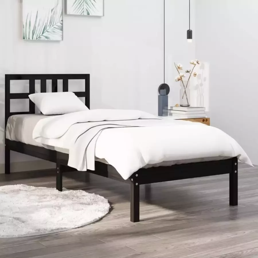 Furniture Limited Bedframe massief hout zwart 75x190 cm 2FT6 Small Single