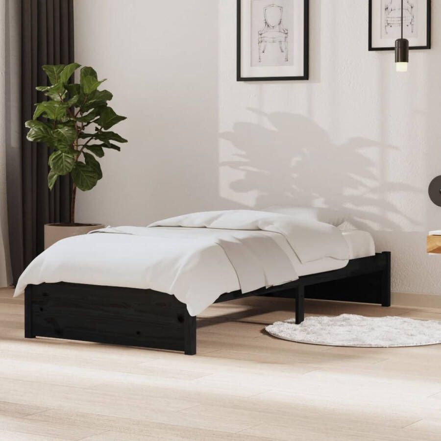 Furniture Limited Bedframe massief hout zwart 90x190 cm 3FT Single